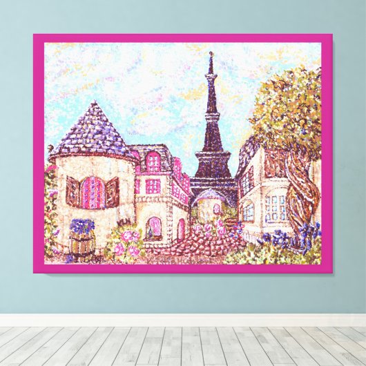 Paris Eiffel inspiriert Pointillismus Landschaft L Leinwanddruck (Insitu (Holzboden))