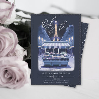 Paris Eiffel Night Blume Wasserfarbe Geburtstag Einladung