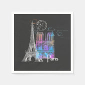 Paris Eiffel Notre Dame Rainbow French Napkin Serviette (Vorderseite)