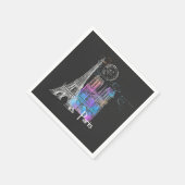 Paris Eiffel Notre Dame Rainbow French Napkin Serviette (Ecke)