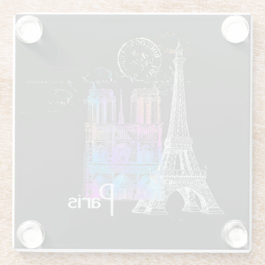 Paris Eiffel Notre Dame Rainbow Untersetzer (Rückseite)