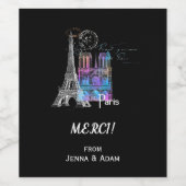 Paris Eiffel Notre Dame Regenbogen Weinkarte Weinetikett (Einzelnes Label)