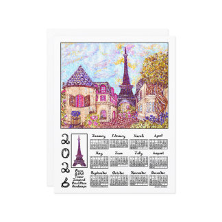 Paris Eiffel Pointillism Landscape 2026 Calendar