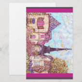 Paris Eiffel Towe Landschaft Pointillismus Briefpapier (Vorne/Hinten)
