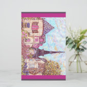 Paris Eiffel Towe Landschaft Pointillismus Briefpapier (Stehend Vorderseite)