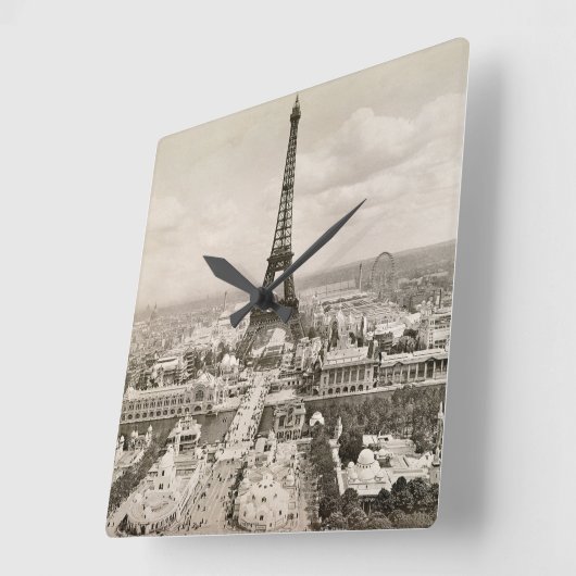 Paris: Eiffel Tower, 1900 Quadratische Wanduhr (Winkel)