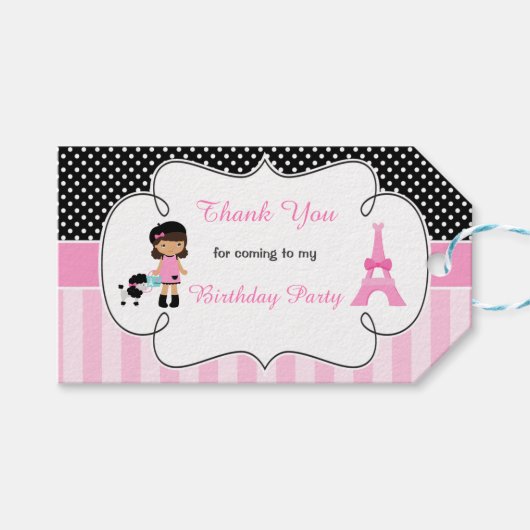 Paris Eiffel Tower Afrikanisches Mädchen Geschenkanhänger (Vorderseite (Horizontal))