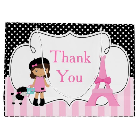 Paris Eiffel Tower Afrikanisches Mädchen Große Geschenktüte (Rückseite)