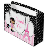 Paris Eiffel Tower Afrikanisches Mädchen Große Geschenktüte (Rückseite Schrägansicht)