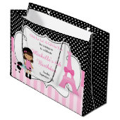 Paris Eiffel Tower Afrikanisches Mädchen Große Geschenktüte (Vorderseite Schrägansicht)