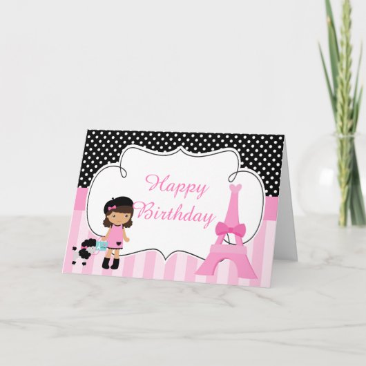 Paris Eiffel Tower Afrikanisches Mädchen Karte (Vorderseite)