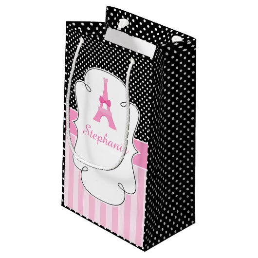 Paris Eiffel Tower Afrikanisches Mädchen Kleine Geschenktüte (Rückseite Schrägansicht)