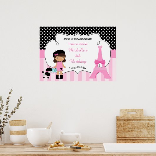 Paris Eiffel Tower Afrikanisches Mädchen Poster (Küche)