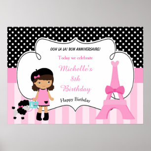 Paris Eiffel Tower Afrikanisches Mädchen Poster