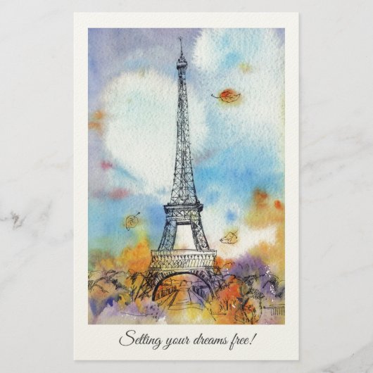 Paris Eiffel Tower Aquarellkunst Briefpapier (Vorderseite)