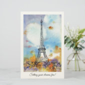 Paris Eiffel Tower Aquarellkunst Briefpapier (Stehend Vorderseite)