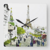 Paris Eiffel Tower Aquarellmalerei Quadratische Wanduhr (Vorderseite)