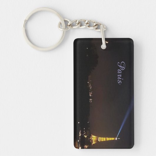 Paris Eiffel Tower at Night Keychain Schlüsselanhänger (Vorderseite)