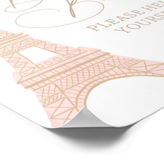 Paris Eiffel Tower Baby Dusche Dessert Bar Sign Poster (Ecke)