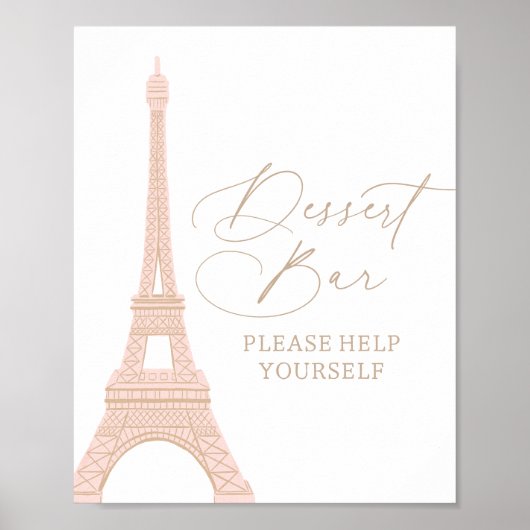 Paris Eiffel Tower Baby Dusche Dessert Bar Sign Poster (Vorne)