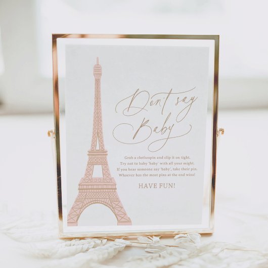 Paris Eiffel Tower Baby Dusche Say Baby Sign nicht Poster