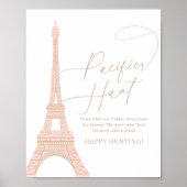 Paris Eiffel Tower Baby Dusche Schnuller Hunt Sign Poster (Vorne)