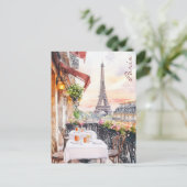 Paris Eiffel Tower Balcony Postkarte (Stehend Vorderseite)