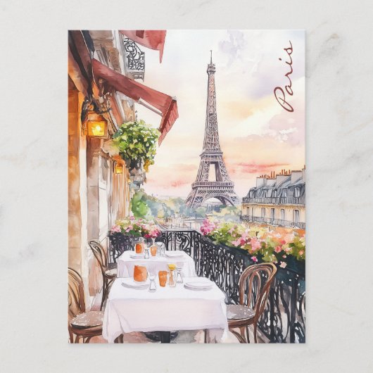 Paris Eiffel Tower Balcony Postkarte (Vorderseite)