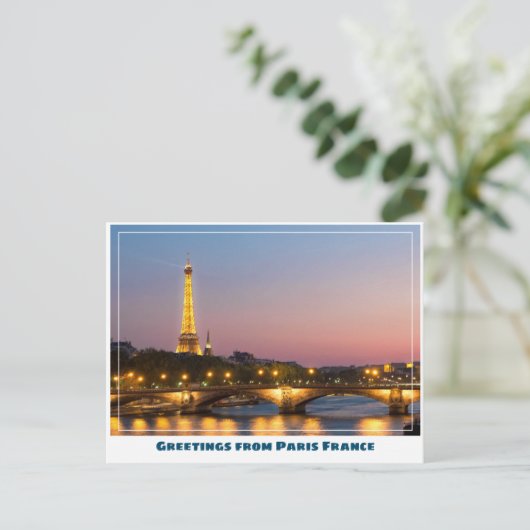 Paris Eiffel Tower bei Sunset Postkarte (Stehend Vorderseite)
