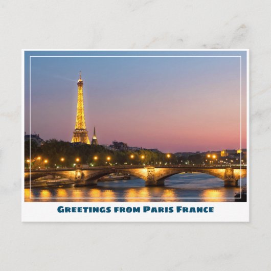 Paris Eiffel Tower bei Sunset Postkarte (Vorderseite)