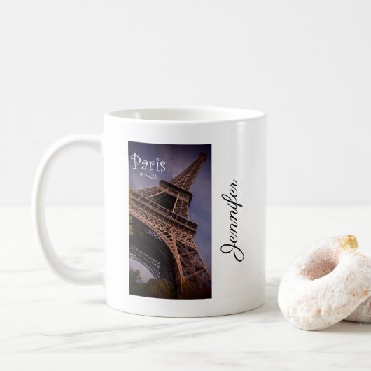 Paris Eiffel Tower Berühmtes Foto für Sehenswürdig Kaffeetasse (Mit Donut)