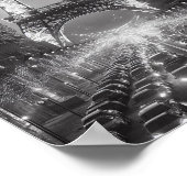 Paris Eiffel Tower Black and White Travel Poster (Ecke)