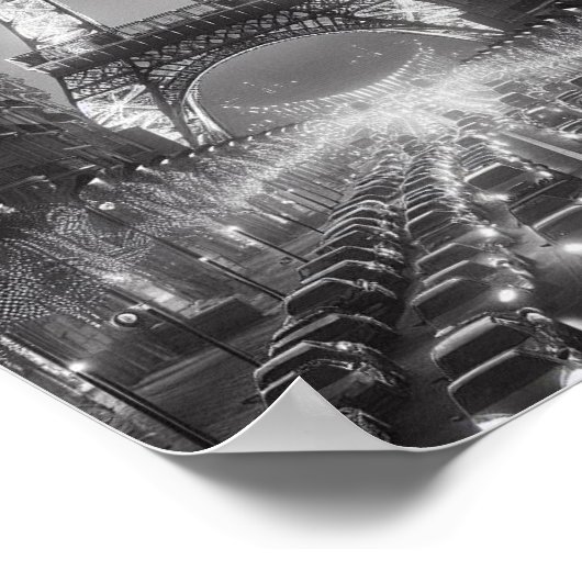 Paris Eiffel Tower Black and White Travel Poster (Ecke)
