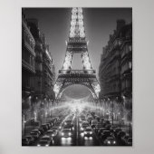 Paris Eiffel Tower Black and White Travel Poster (Vorne)