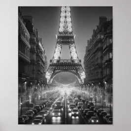 Paris Eiffel Tower Black and White Travel Poster