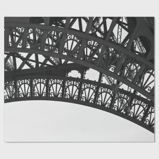 Paris Eiffel Tower Black and White Wrapping Paper Geschenkpapier (Flach)
