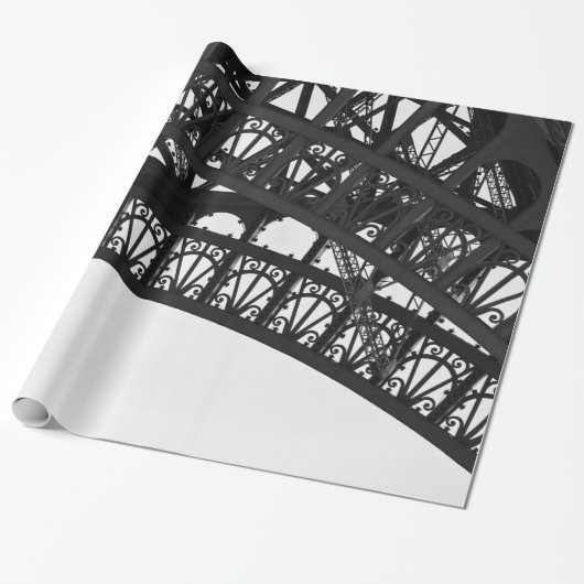 Paris Eiffel Tower Black and White Wrapping Paper Geschenkpapier (Ungerollt)