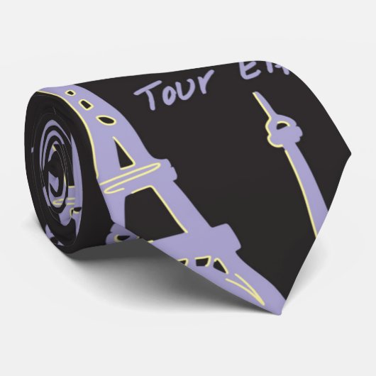 Paris Eiffel Tower Black & Lila Krawatte (Gerollt)