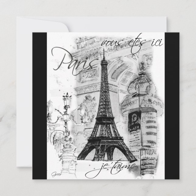 Paris Eiffel Tower Black & White Collage (Vorderseite)