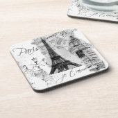 Paris Eiffel Tower Black & White Collage Getränkeuntersetzer (Linke Seite)