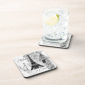 Paris Eiffel Tower Black & White Collage Getränkeuntersetzer (Rechte Seite)