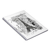 Paris Eiffel Tower Black & White Collage Notizblock (Rechte Seite)