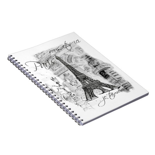 Paris Eiffel Tower Black & White Collage Notizblock (Rechte Seite)