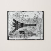 Paris Eiffel Tower Black & White Collage Street Sc Puzzle (Horizontal)