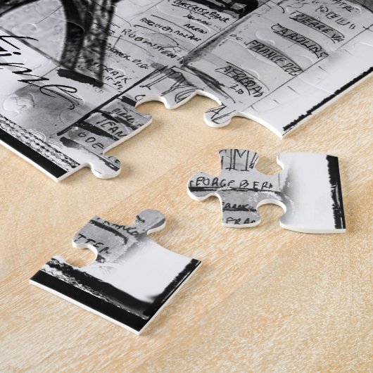 Paris Eiffel Tower Black & White Collage Street Sc Puzzle (Seite)