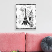 Paris Eiffel Tower Black & White Collage Szene Leinwanddruck (Insitu (Wohnzimmer))
