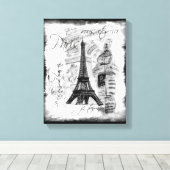 Paris Eiffel Tower Black & White Collage Szene Leinwanddruck (Insitu (Holzboden))
