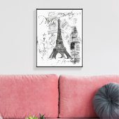 Paris Eiffel Tower Black & White Collage Szene Leinwanddruck (Insitu (Wohnzimmer))