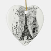 Paris Eiffel Tower Black & White Scene Keramik Ornament (Rechts)