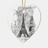 Paris Eiffel Tower Black & White Scene Keramik Ornament (Links)